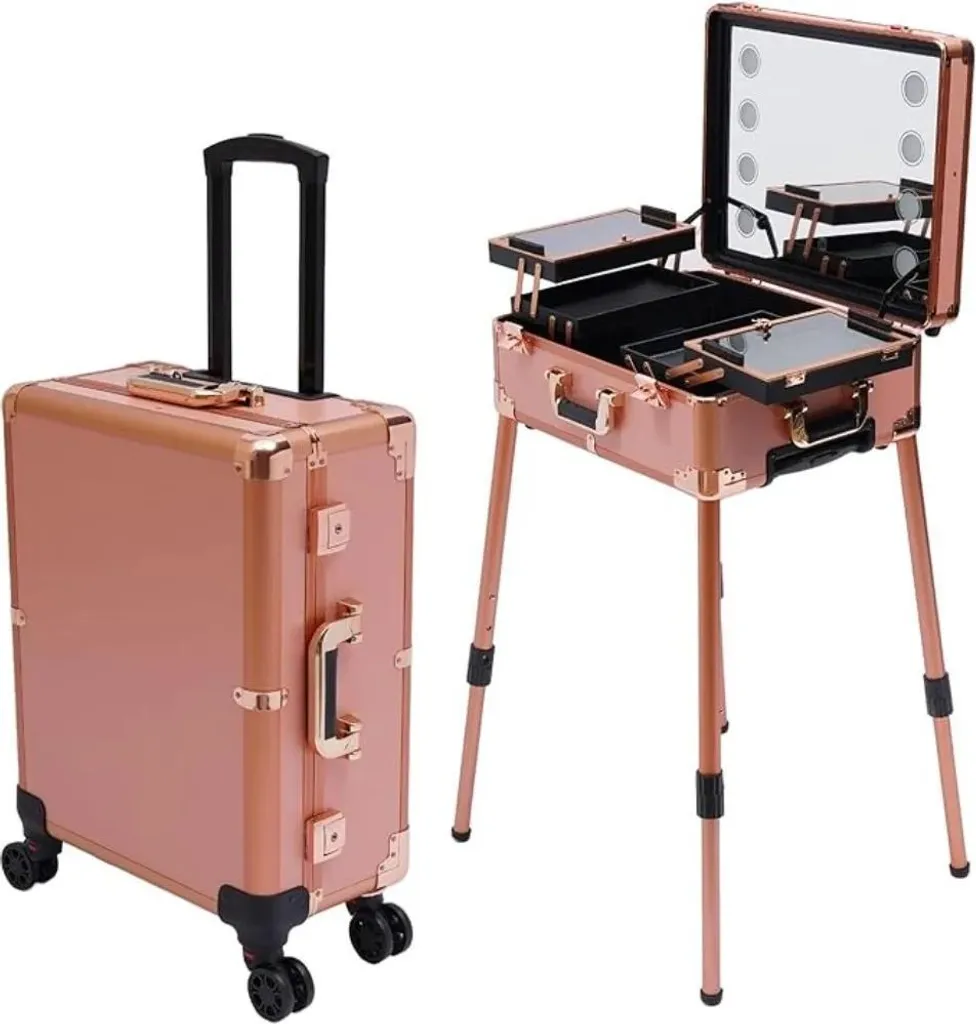 Station cosmétique professionnelle portable avec pieds réglables et LED