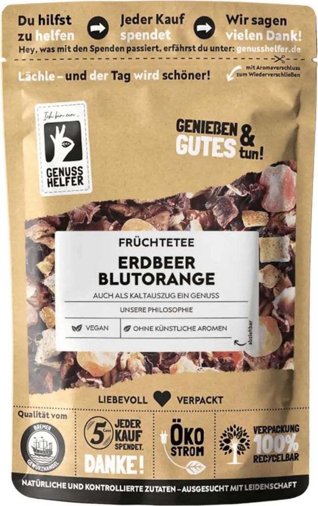 Erdbeer-Blutorange Tee, lose, Früchtetee, hocharomatisch, Sommertee, Wintertee, 100g