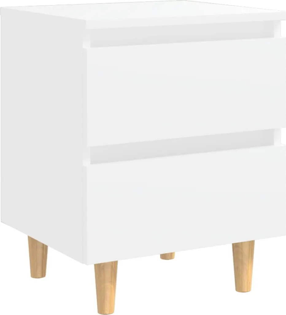 vidaXL Lot de 2 Tables de Nuit Blanc et Pin Massif - 40x35x50 cm