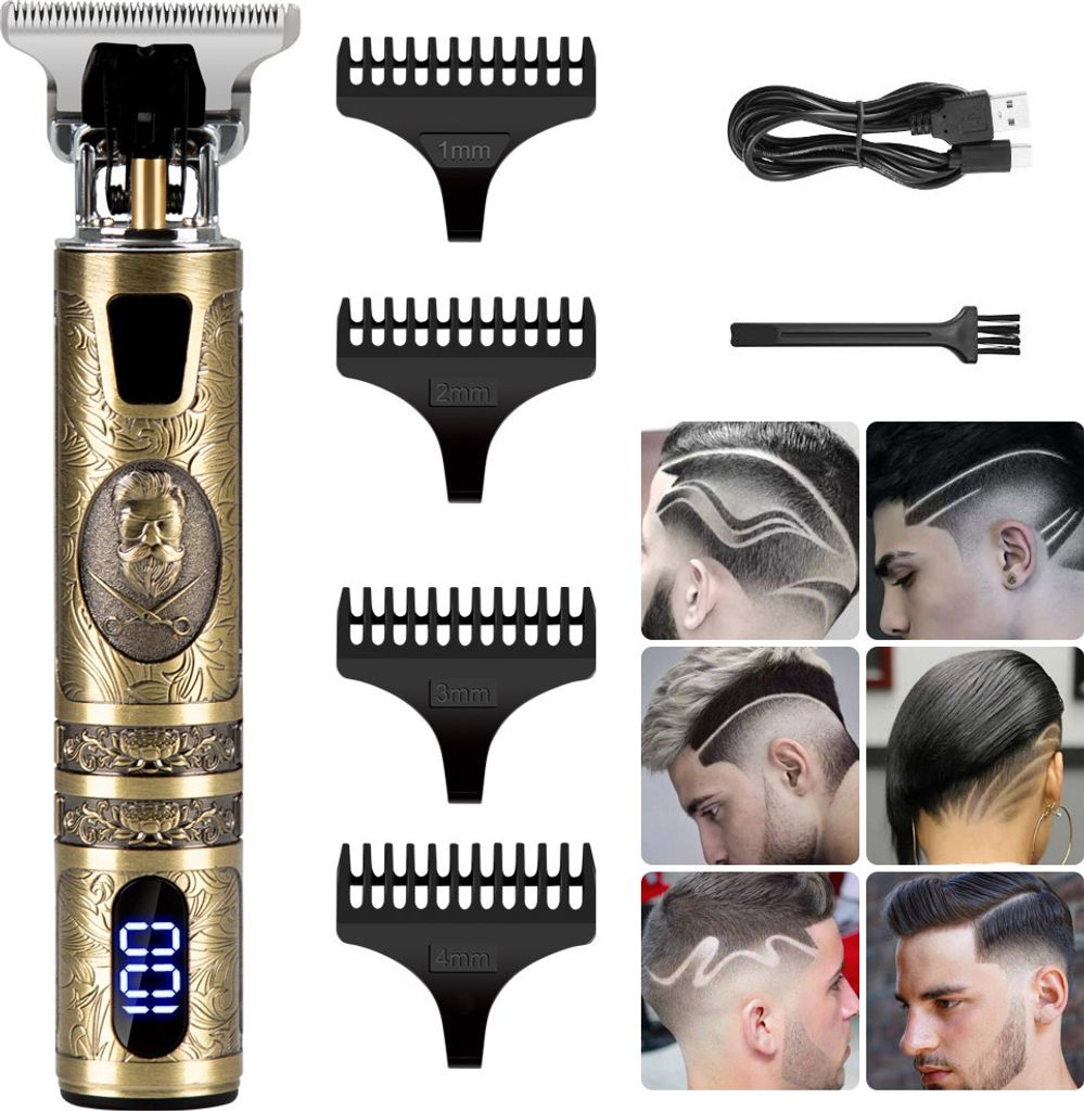 Professioneller Detail-Bartschneider Mit Waschbarer Titan-Klinge & 800 MAh Akku (Buddha-Design)