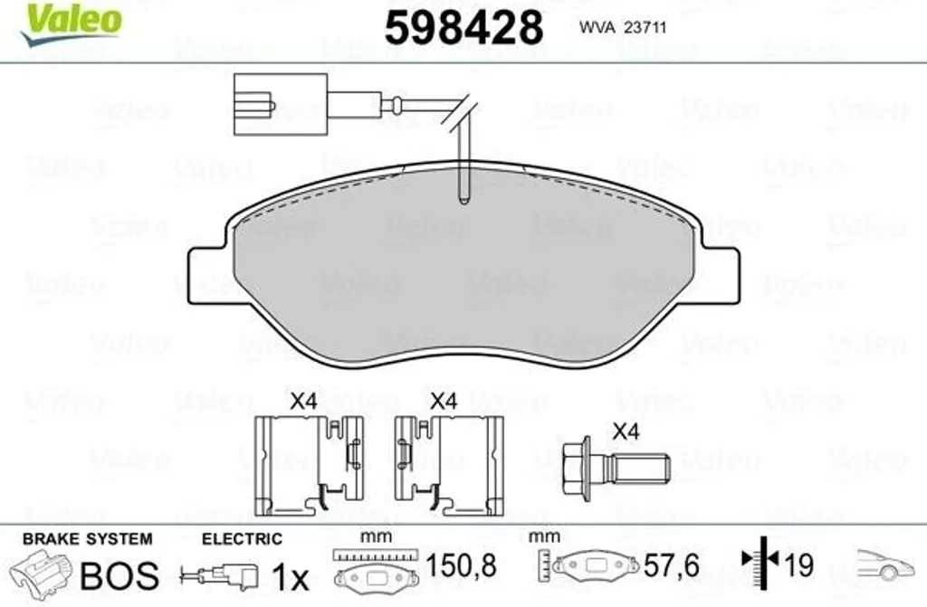 Plaquettes de frein VALEO 598428 performance OE pour Fiat et Alfa