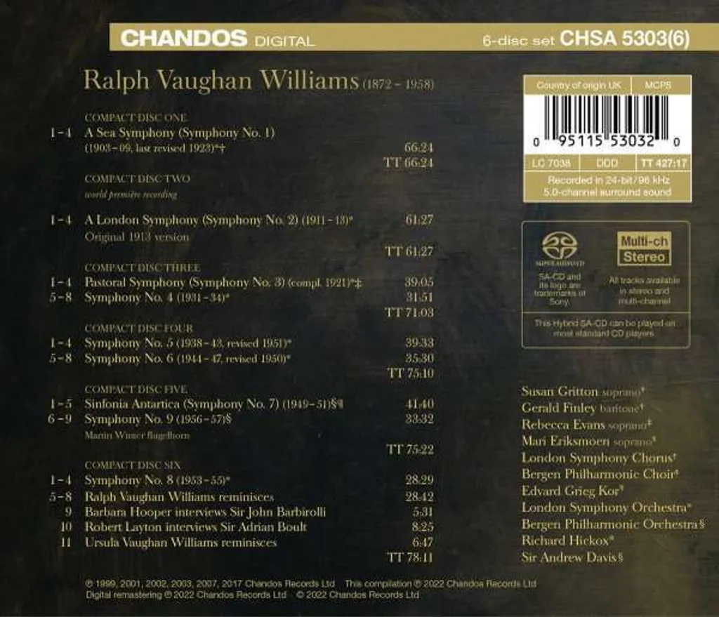 Intégrale Symphonies Vaughan Williams Édition Collector CD - 2
