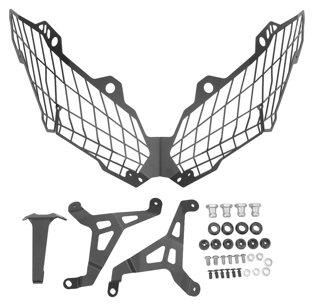 Grille de protection phare moto noire pour Versys 650, 300R et 1000