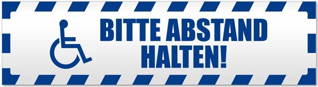 Bitte Abstand halten! Motiv 1 gestreift Magnetschild Schild magnetisch - 30cm Verkehrsblau - Magnetfolie für Auto PKW Kfz
