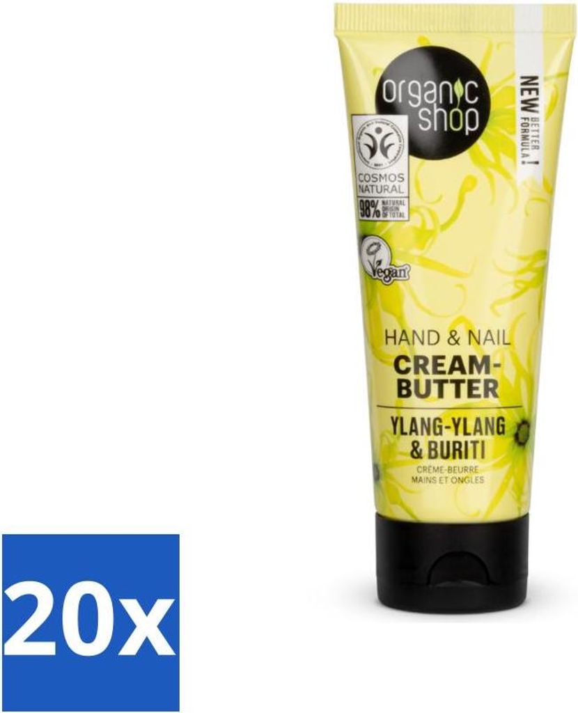 Organic Shop - Ylang-Ylang & Buriti Hand- und Nagelcreme - Beruhigend und regenerierend - 75 ml - Vorteilspack - 20 Stücke