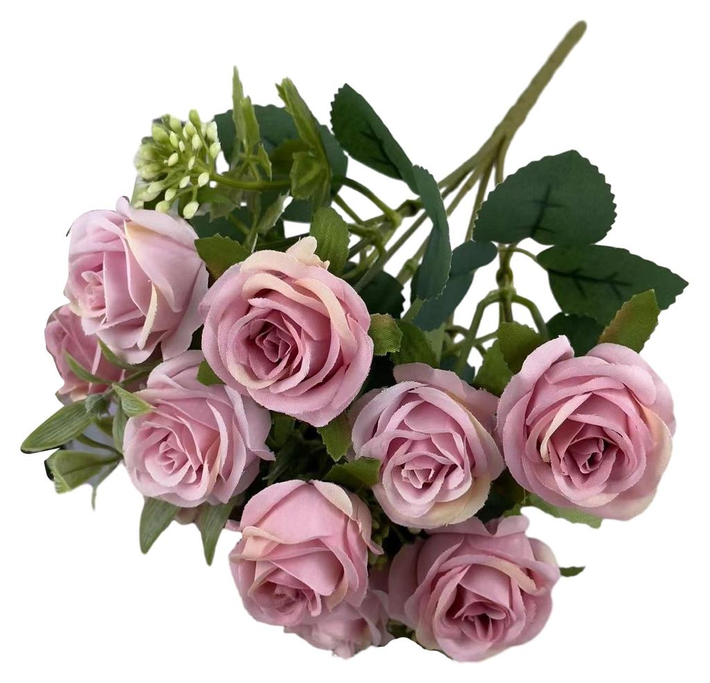 Künstlicher Rosenstrauß mit mehreren Köpfen und Stiel für DIY-Brautsträuße, Tischdekorationen für Hochzeiten und Heimdekorationen