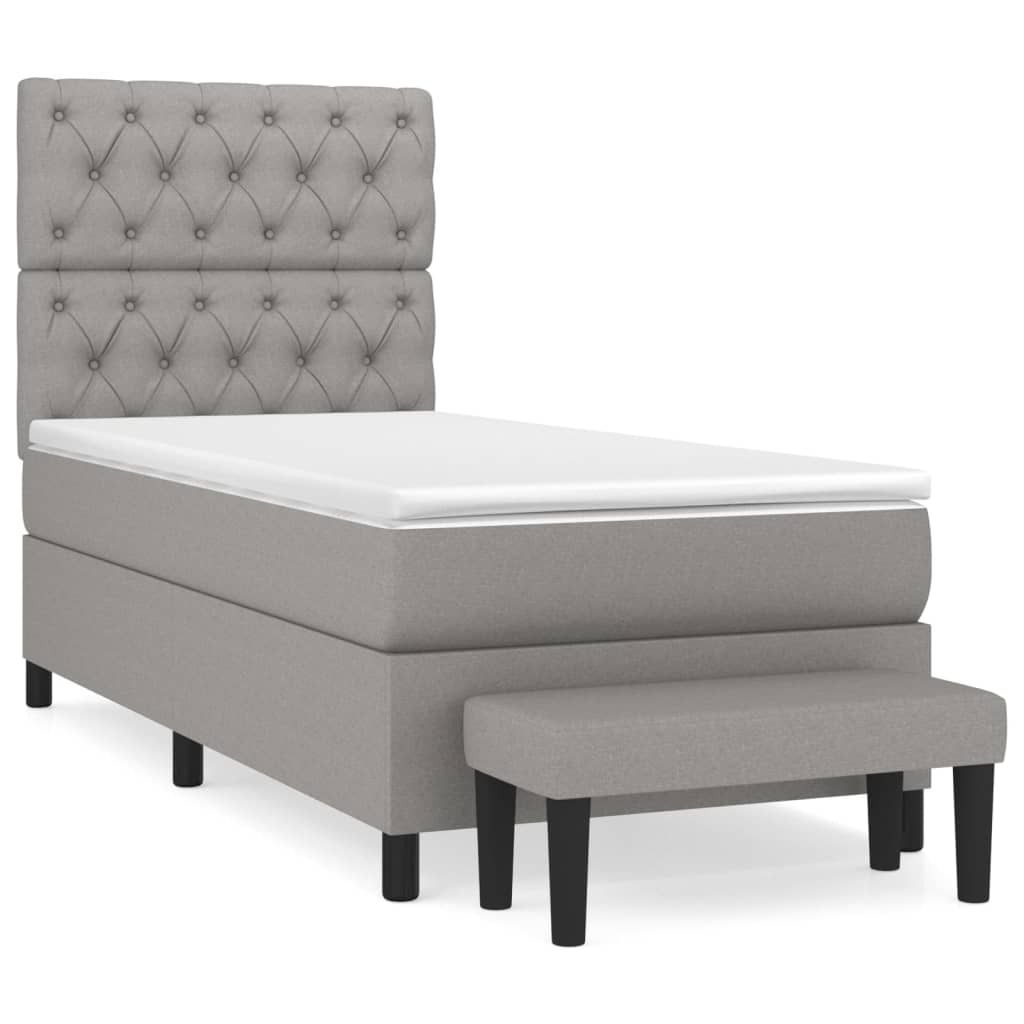 Boxspringbett mit Matratze Hellgrau 80x200 cm Stoff