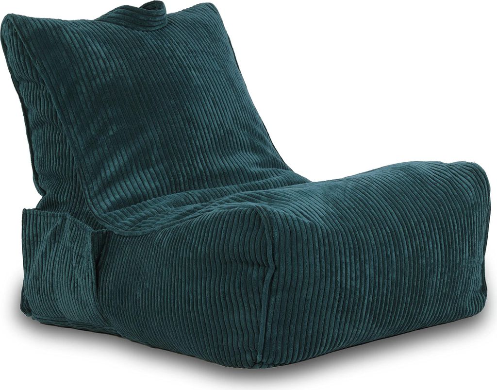 Ecopuf Fuzzy, Sessel Chaise Longue, Sitzsäck Bean Bag 60x80, Flaschengrun Sz09, 60x80
