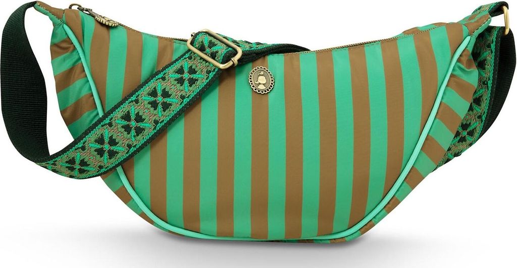 Pip Studio Freya Half Moon Cross Body Bag Stripe Green 34x10x16cm