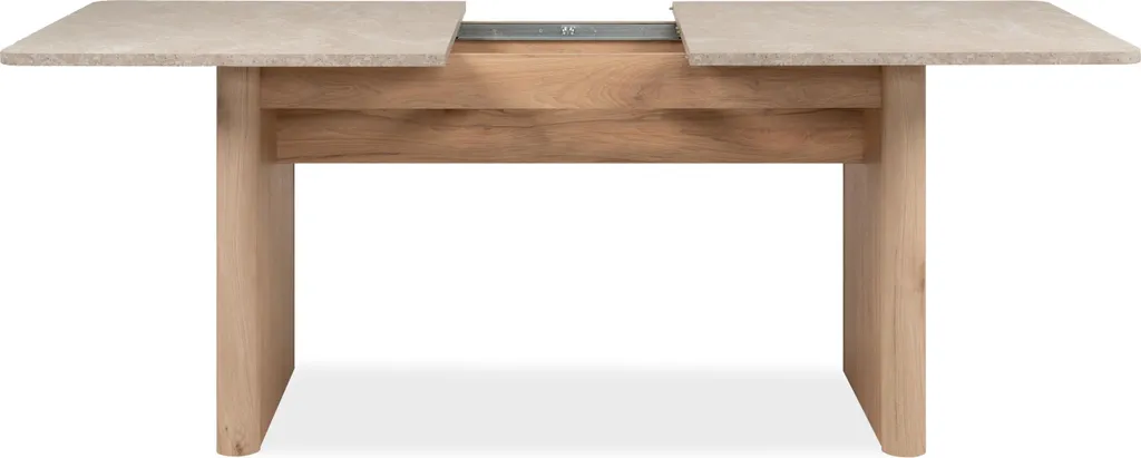 Grande table de repas extensible bois et effet pierre travertin 200cm - 6