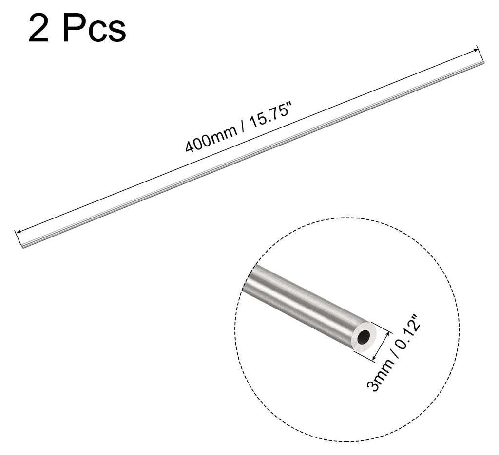 2 Stš¹ck 400mm L?nge Edelstahlrohr 3mm Au?endurchmesser, Nahtlose Gerade Rohr 0,5mm Wandst?rke, 304 Edelstahl Rundrohr fš¹r Industrie Bauwesen ...