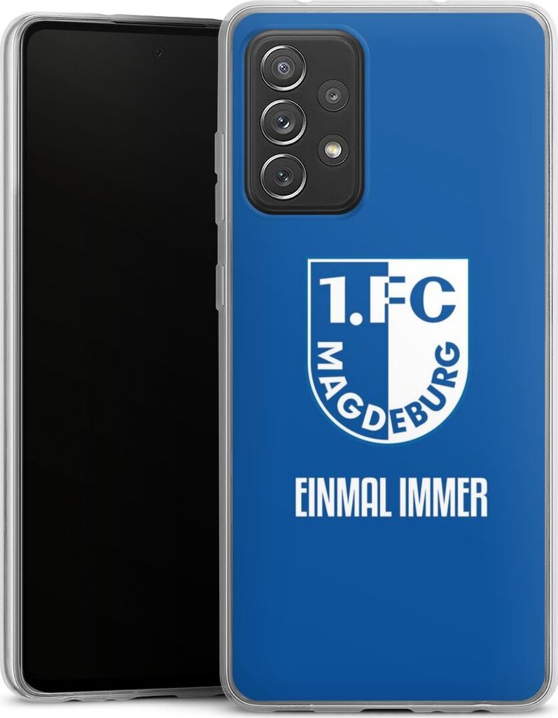 DeinDesign Slim Hülle für Samsung Galaxy A72 Silikon Case Ultra Dünn Handyhülle Offizielles Lizenzprodukt Wappen 1. FC Magdeburg