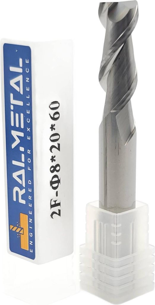 VHM Aluminium-Fräser, 2 Schneiden, 8 x 20 x 60 mm, 45 HRC