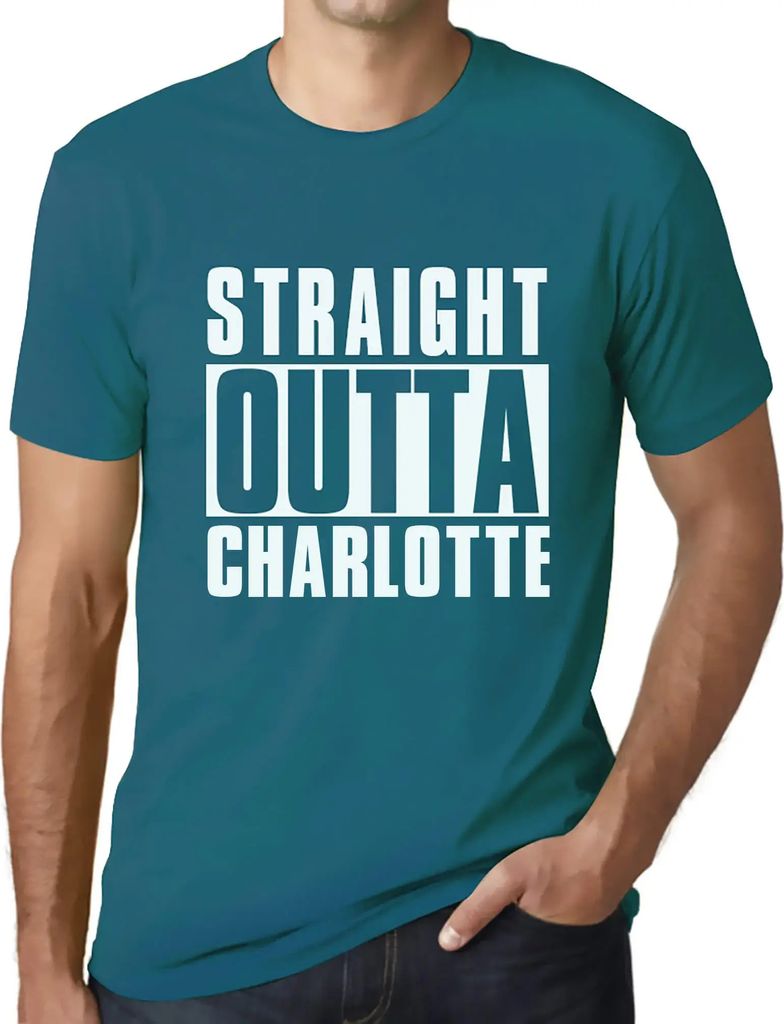 Herren Grafik T-Shirt Straight Outta Charlotte Öko-Verantwortlich Vintage Jahrgang Kurzarm Lustige Druck Geburtstag Geschenk Mann