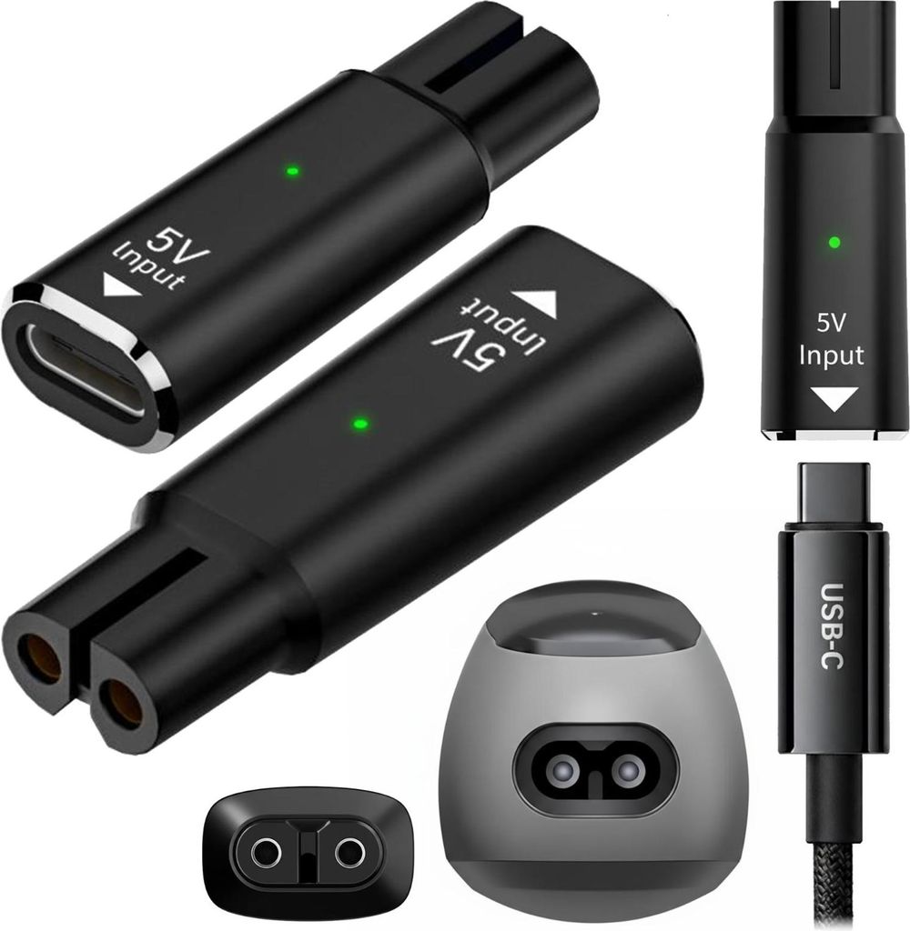 A collage of product images showing adapters and a USB-C cable.