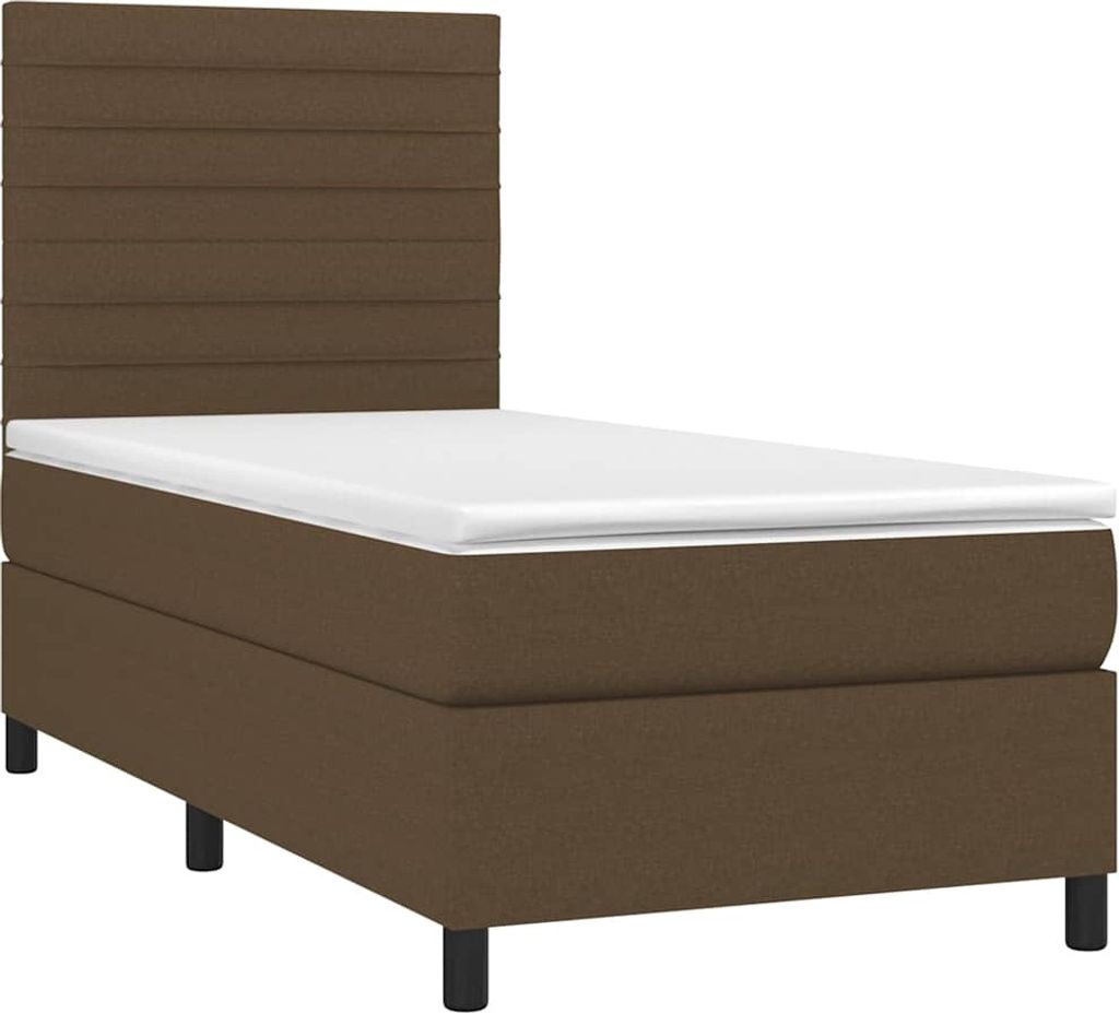 vidaXL Boxspringbett mit Matratze Dunkelbraun 90x200 cm Stoff