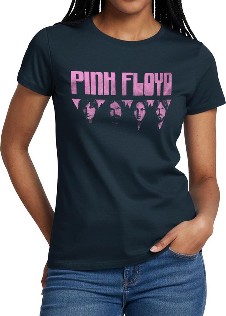 Spreadshirt Pink Floyd Logo Pink Frauen T-Shirt, L, Navy