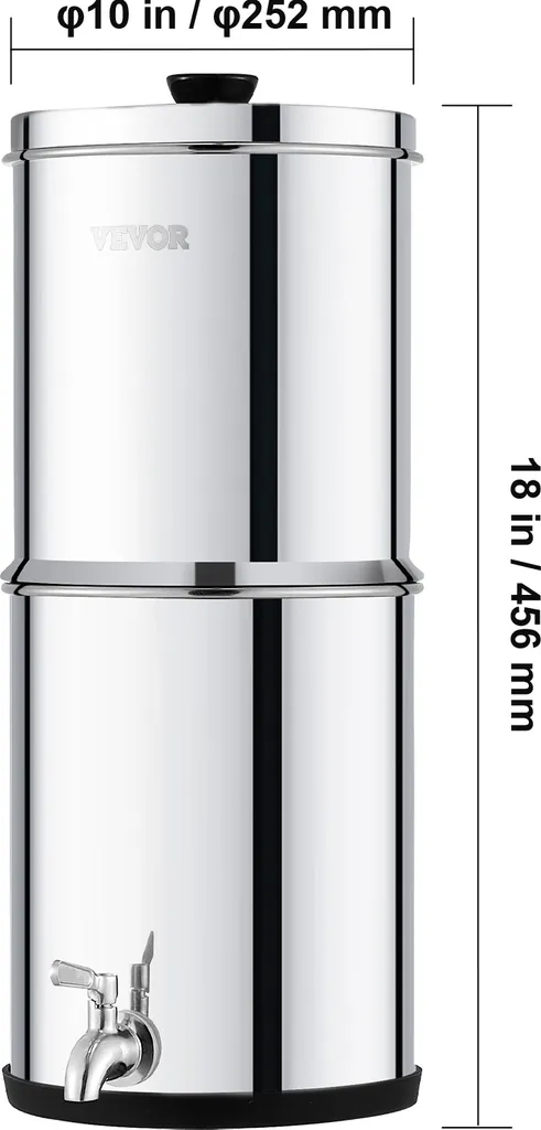 Analisi VEVOR Sistema Filtrazione Gravità Inox 4,4 + 5,5 L - 8