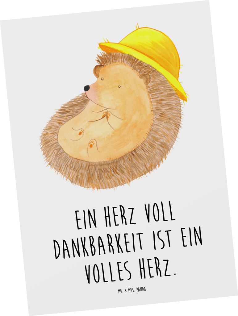 Mr. & Mrs. Panda Postkarte Herz Dankbarkeit Erntedankfest - Weiß - Geschenk, bildkarte, unvergessliche Momente, Grußkarte, Feiertag, Gemeinschaft...