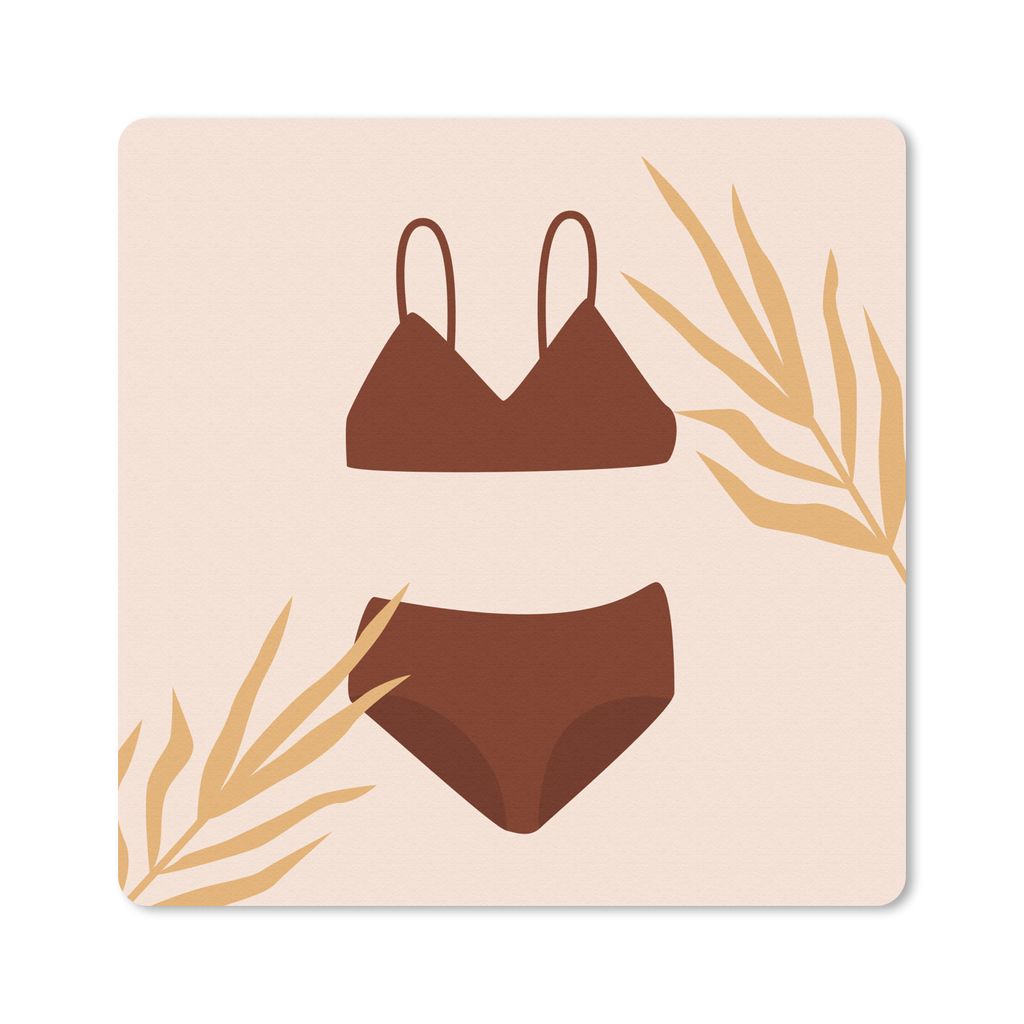 MuchoWow Mauspad Mousepad Bikini - Sommer - Blätter 30x30 cm - Mousepads - Maus Mat - Pad - Mausunterlage - Gaming