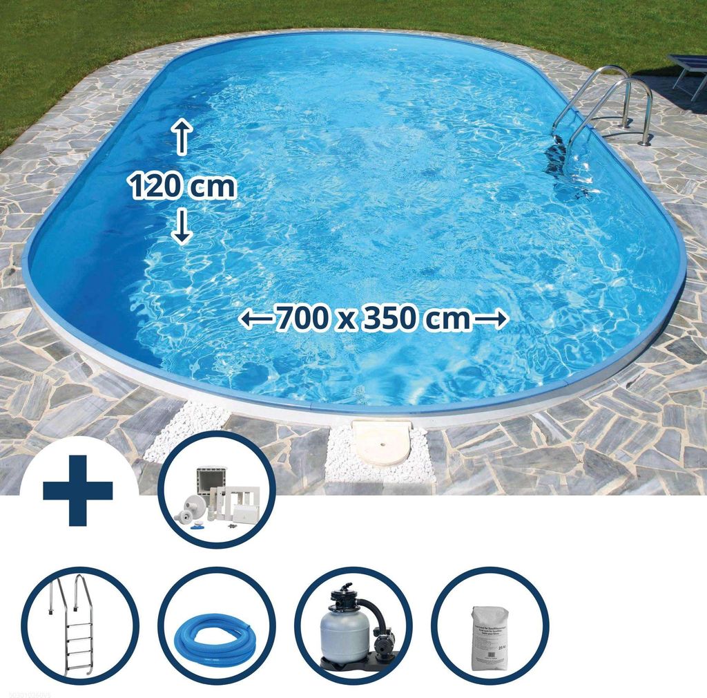 Sommerspaß Pool Einbauset oval 700x350x120