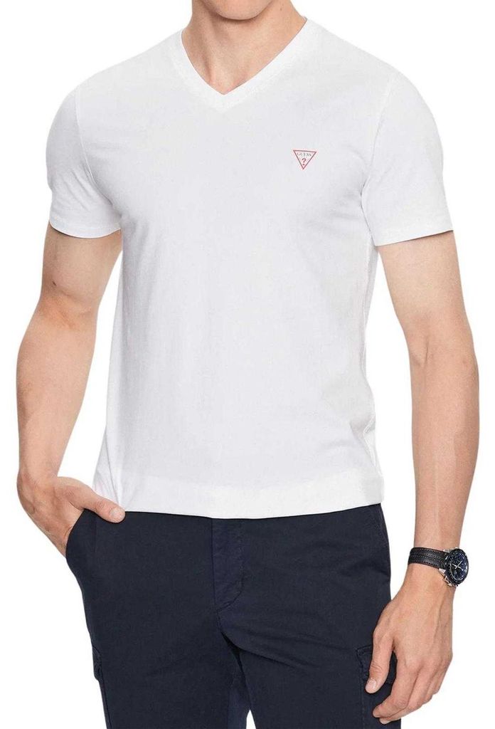 Guess - T-Shirt für Herren, V-Ausschnitt NA296 (XXL) (Weiß)