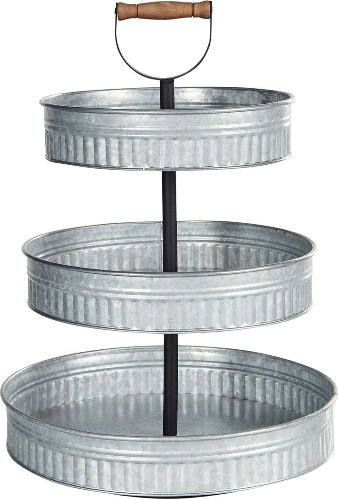 BELIANI Etagere Silber aus Eisen 3-stöckig Rund 54 cm Hoch Vintage Elegant Edles Design Dessertständer Kuchenplatte Tortenständer Serviergeschirr