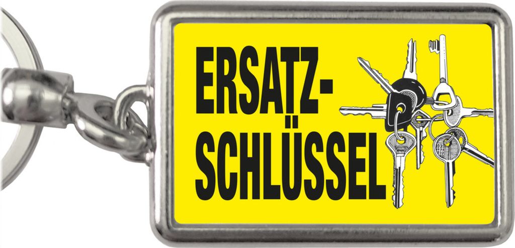 Ersatzschlüssel Schlüsselanhänger mit Schlüsselbund-Motiv in Gelb
