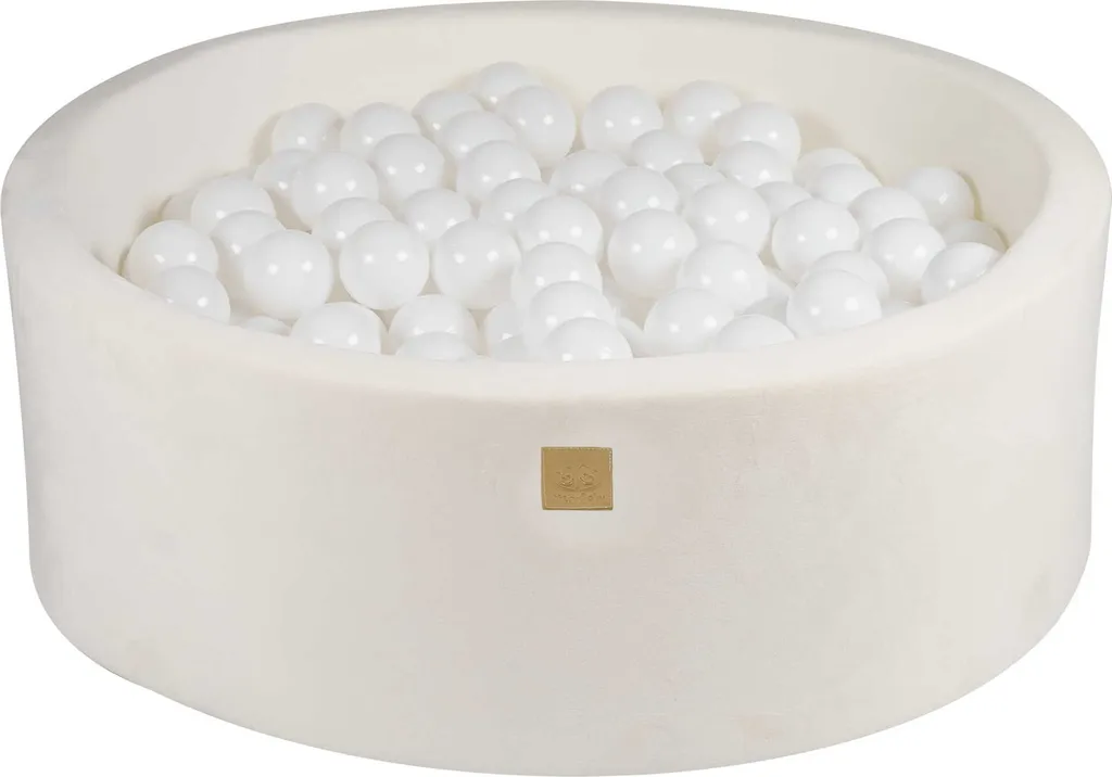 Piscine à Balles 200 Pièces Velours Blanc - Structure Mousse Souple 90 cm