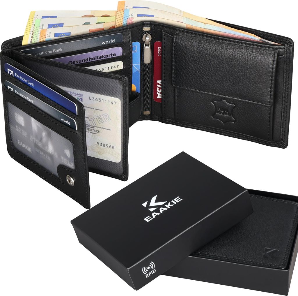 Leder Geldbörse Herren Portemonnaie RFID Querformat Produktbild 
