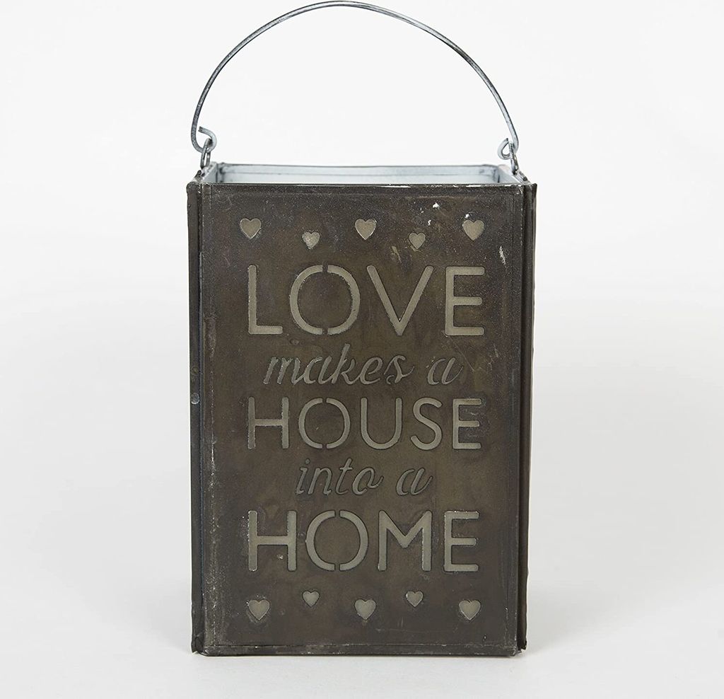 Sass & Belle Teelichthalter Laterne Love Makes a House a Home für eine stimmungsvolle Atmosphäre