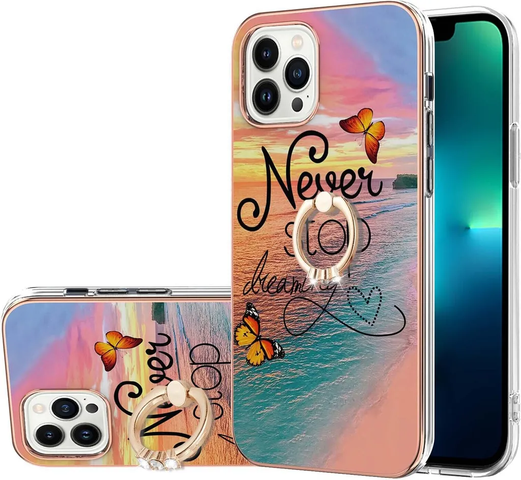 Custodia Protettiva iPhone 14 Pro: Sicura, Morbida e con Anello Oro