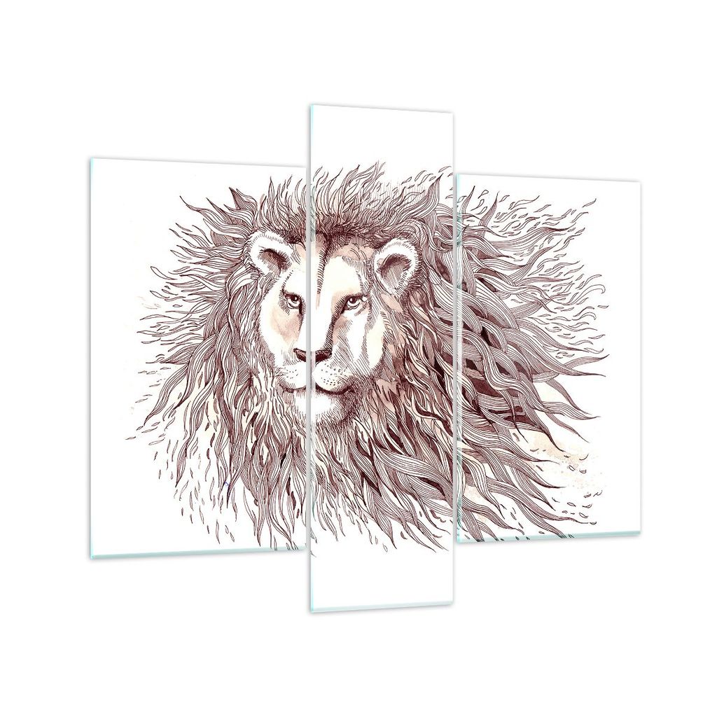 Bilder auf glas - Löwe König Tierwelt Pelz - 95x80cm - Glasbilder - Wandbilder - Kunstdruck - zum Aufhängen bereit - Wanddekoration aus Glas - G...