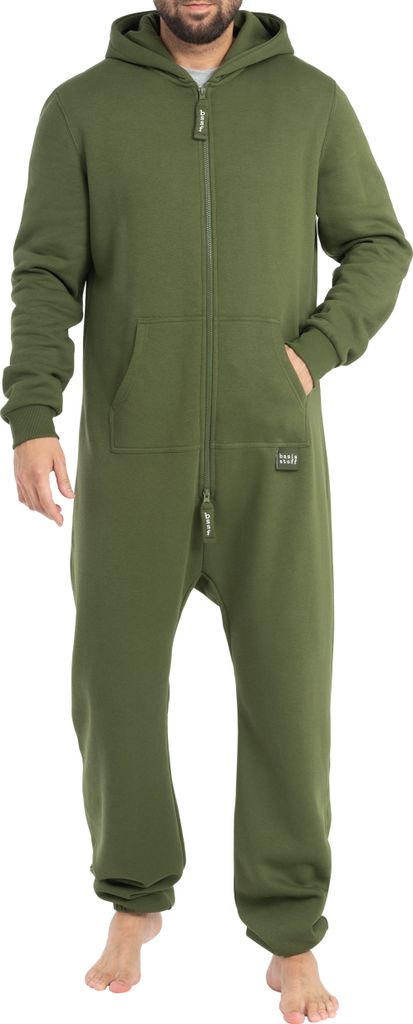 34H13 Basisstoff Sheesh Herren Jumpsuit Olivgrün Gr. L