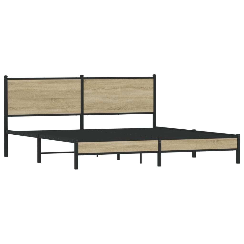 vidaXL Metallbett ohne Matratze Sonoma-Eiche 180x200 cm