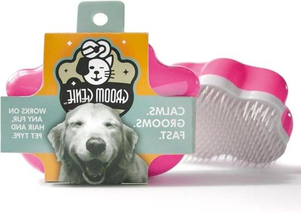 Brosse anti-nœuds rose 12,7 cm pour chat - Fini les poils sur le canapé