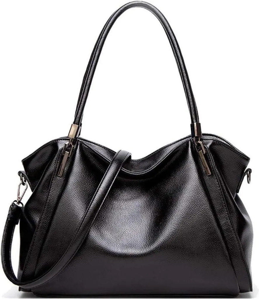 Sac de cours ou travail Hobo noir pour femme en cuir PU élégant