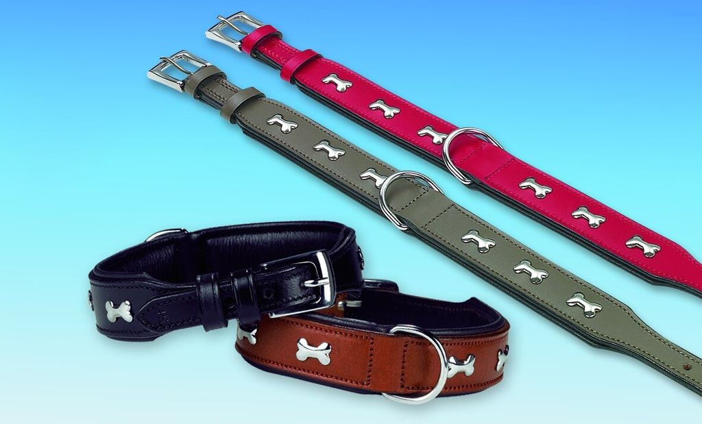 Nobby Leder Halsband Cerro cognac/braun, Länge: 40 cm / Breite: 30 mm
