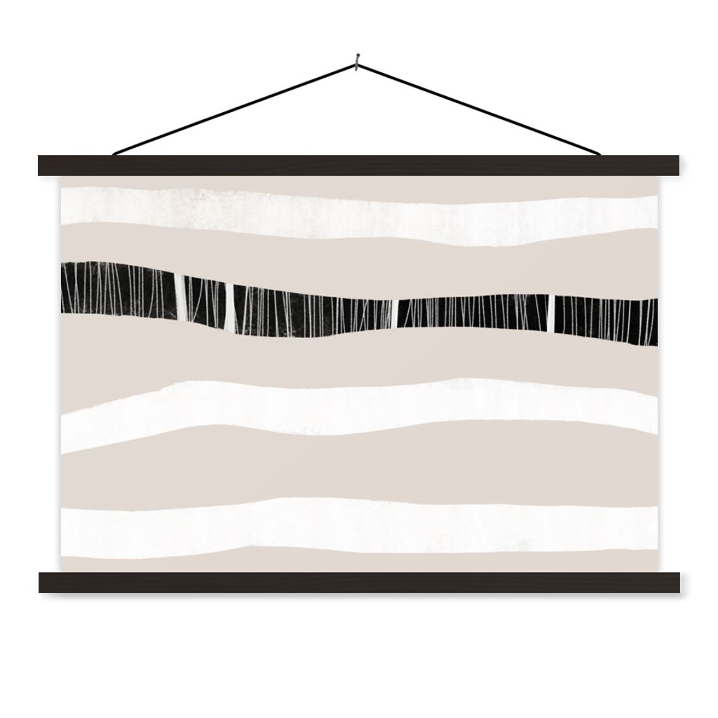 MuchoWow Textilposter Linie - Pastell - Minimalismus - Muster 120x80 cm mit schwarzem Rahmen - Wanddeko