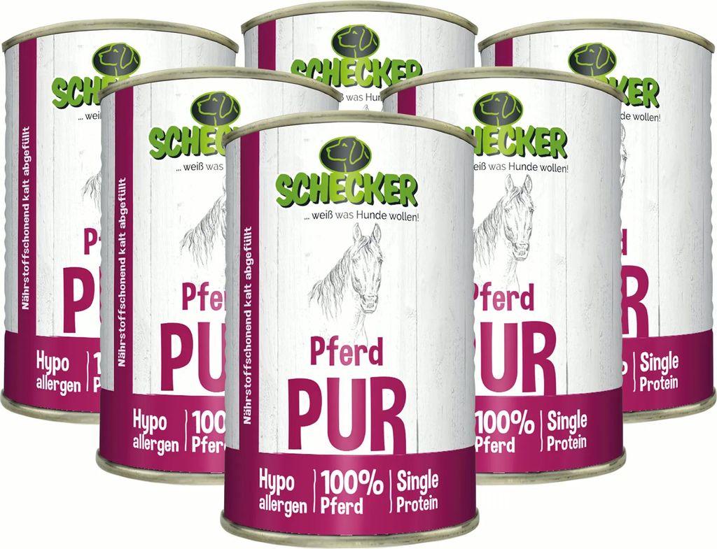 6 x410g Schecker Nassfutter - 100% Pferd pur - getreidefrei Produktbild 