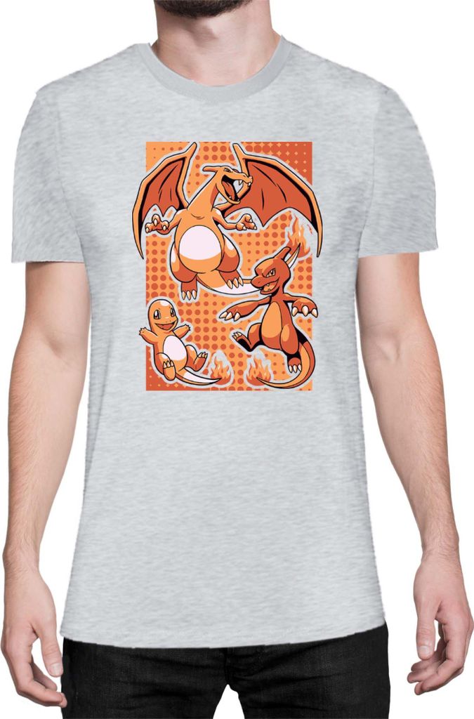 Herren T-Shirt Japan Manga Anime Comics Pokemon 020, Man M / Grau