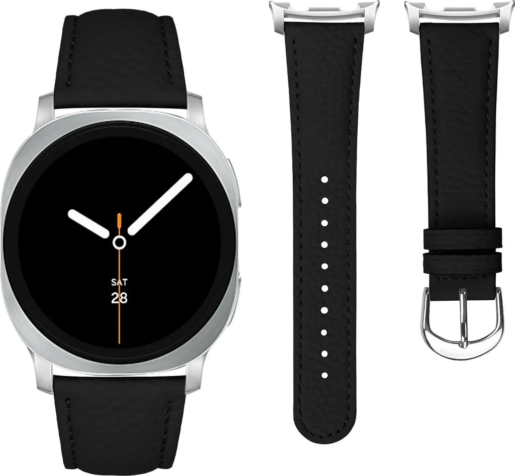 INF Cinturino in pelle vera con texture a buccia d'arancia per Samsung Galaxy Watch8 Classic 20,6x2 cm Nero