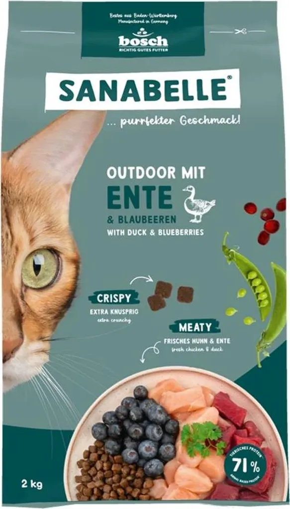 Sanabelle Outdoor Anatra 2kg: Energia e Vitalità per Gatti Liberi