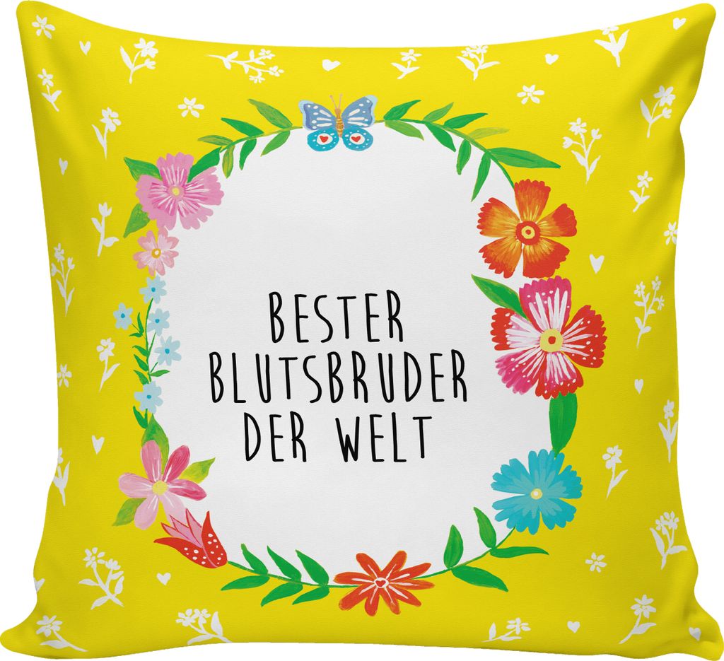 Mr. & Mrs. Panda kissen bedruckt Blutsbruder - Weiß - Geschenk, für couch, Sofa, Sofakissen, 40x40, Bruderherz, Familie, Geschwister, Brüder, ku...