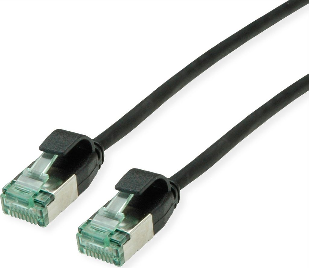 ROLINE RM U/FTP DataCenter Patchkabel Cat.6A (Class EA), slim, schwarz, 0,15 m