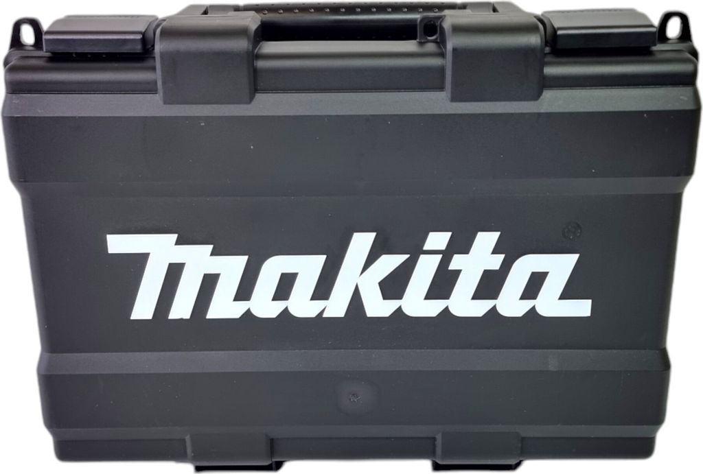 A black tool case with the Makita logo on it.