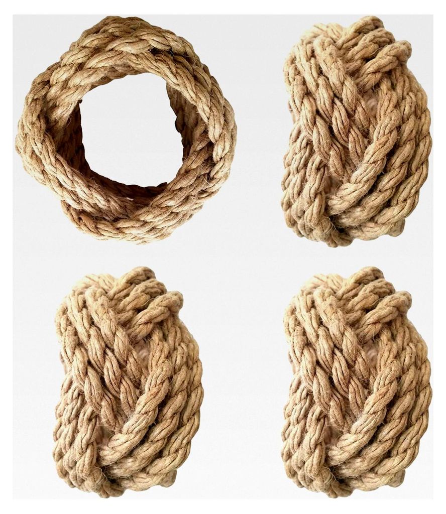 Serviettenringe aus geflochtener Jute, handgefertigt, rund, für Esstischpartys im Alltag – Set mit 4 Stück (natürlich)
