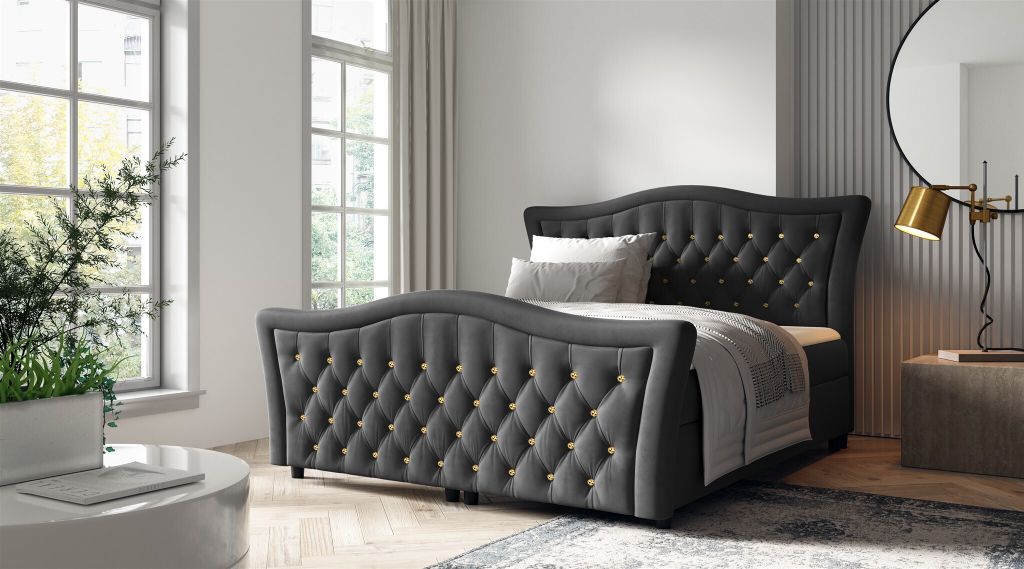 Boxspringbett Schlafzimmerbett TURHAN 180x200cm Stoff Elisa Produktbild 