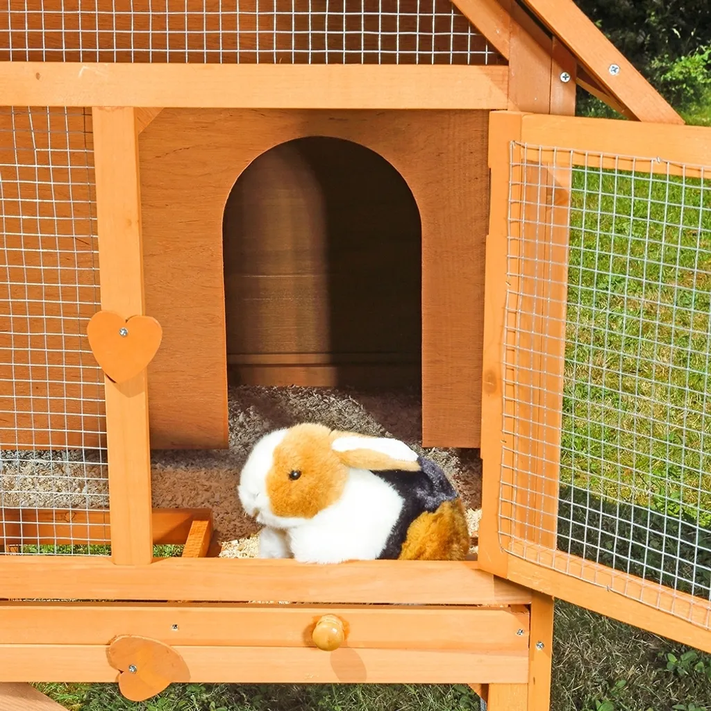 Cage à lapins double compartiment Melko - Clapier extérieur en bois - 3
