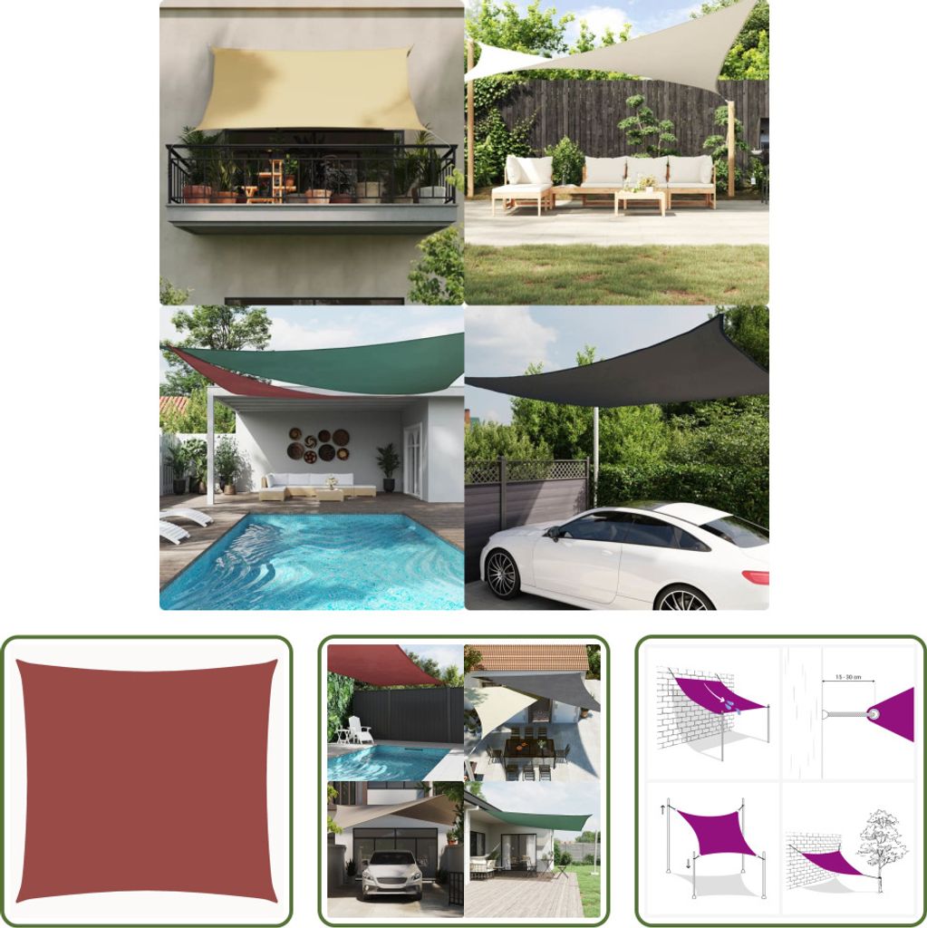 The Living Store Sonnensegel Oxford-Gewebe Quadratisch 7x7 m Terrakotta-Rot